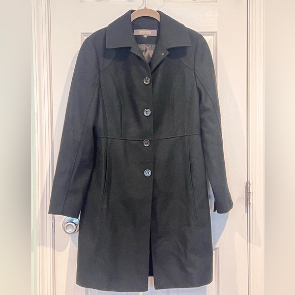 Kenneth Cole Reaction Black Wool Coat Sz 4 - Picture 8 of 8